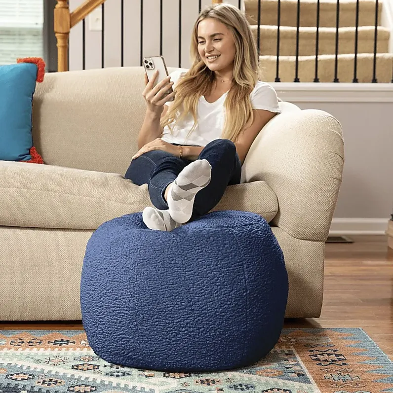 Bansqa I Indigo Shearling Pouf