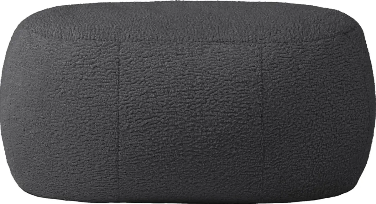 Bansqa II Black Oval Shearling Pouf