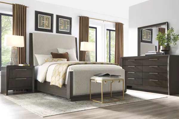 Fairfax Gray 7 Pc King Upholstered Bedroom