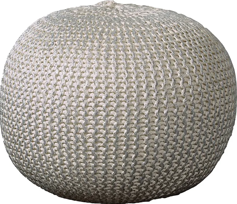 Elodret Ivory/Silver Pouf