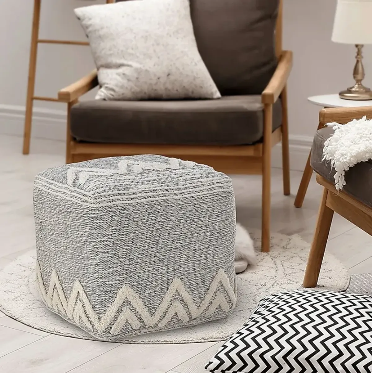 Piziti Gray/Ivory Pouf