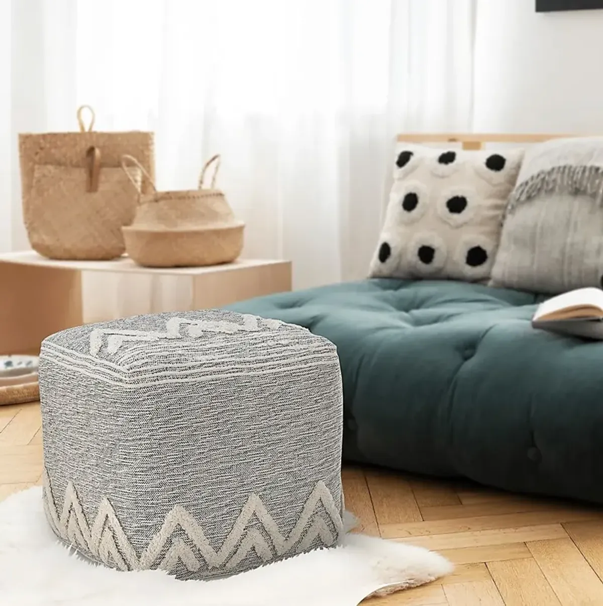 Piziti Gray/Ivory Pouf