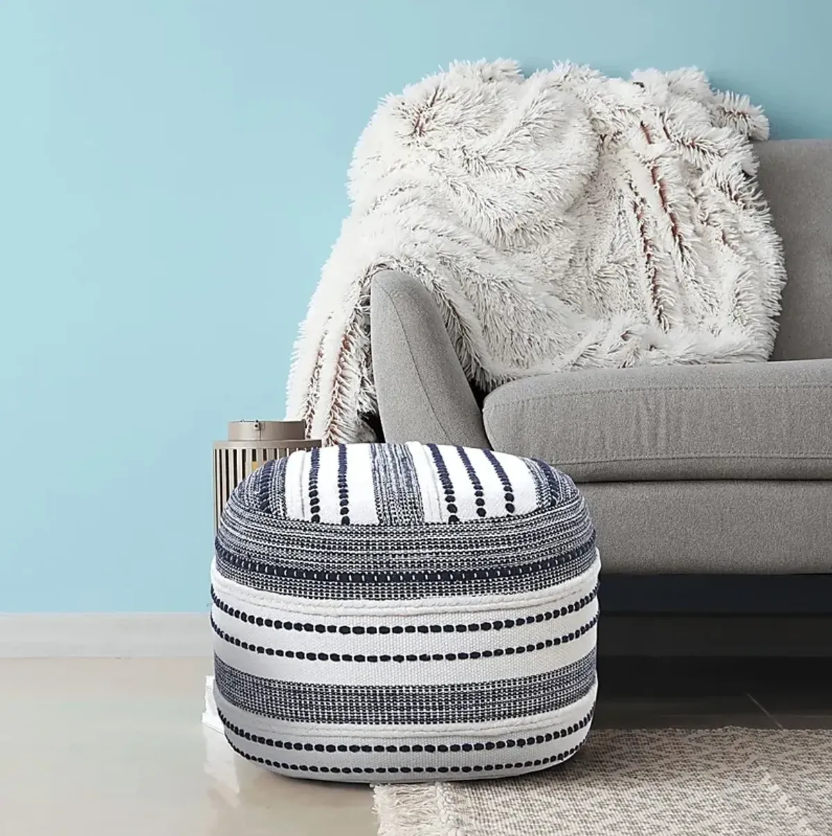 Mursili Navy/Ivory Pouf