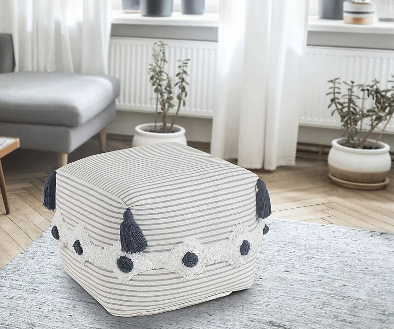 Zenole Gray/Ivory Pouf