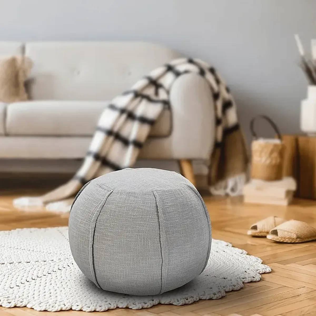 Kamusi Gray Pouf