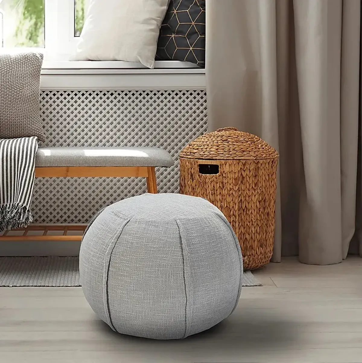 Kamusi Gray Pouf