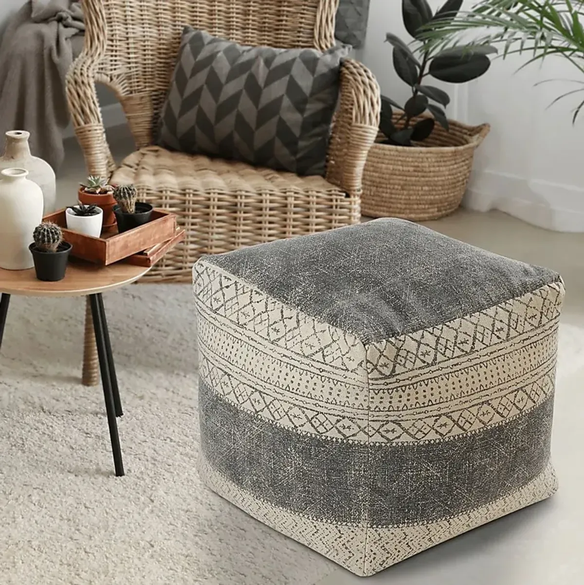 Moshor Taupe/Gray Pouf