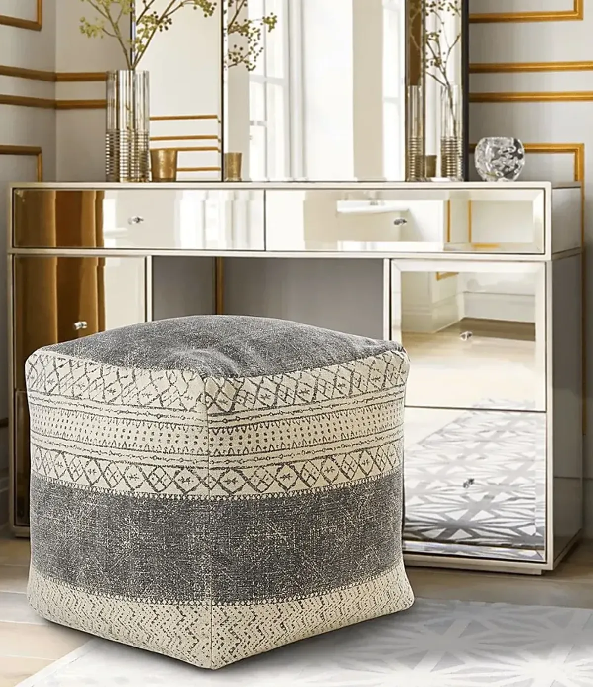 Moshor Taupe/Gray Pouf