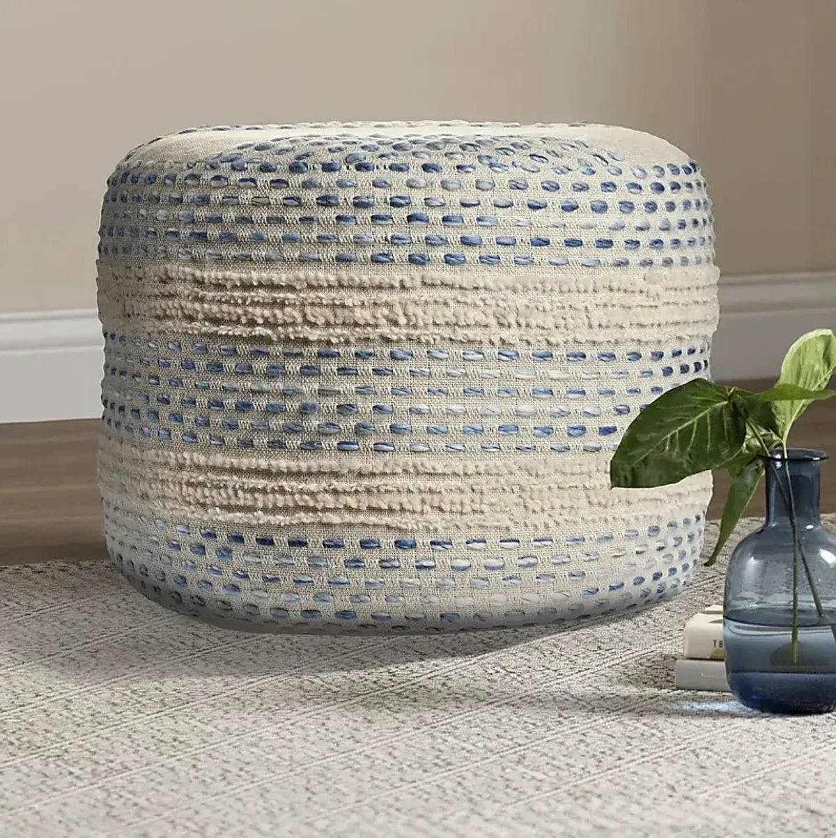 Tilana Blue/Cream Pouf