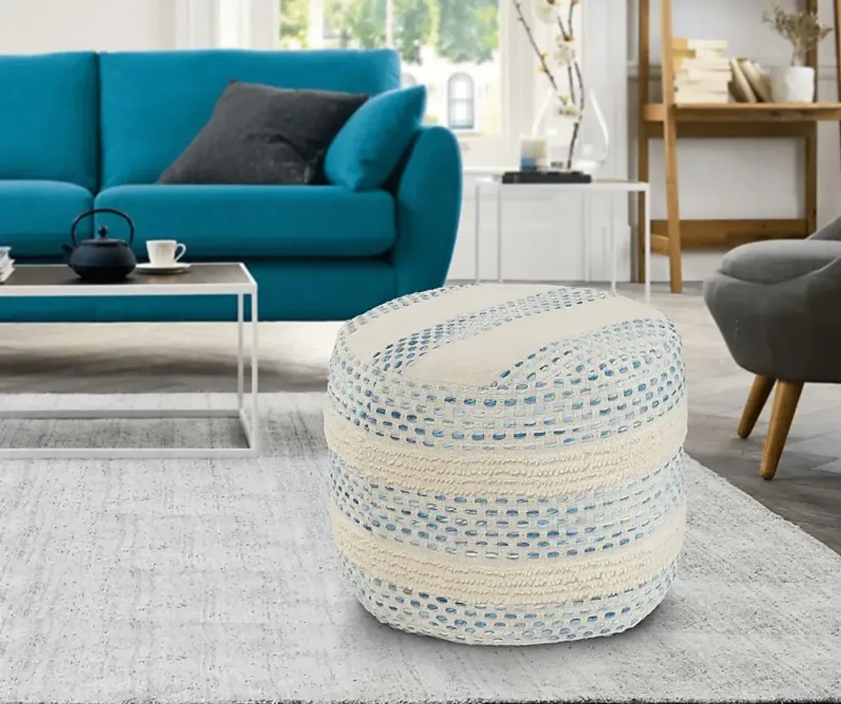 Tilana Blue/Cream Pouf