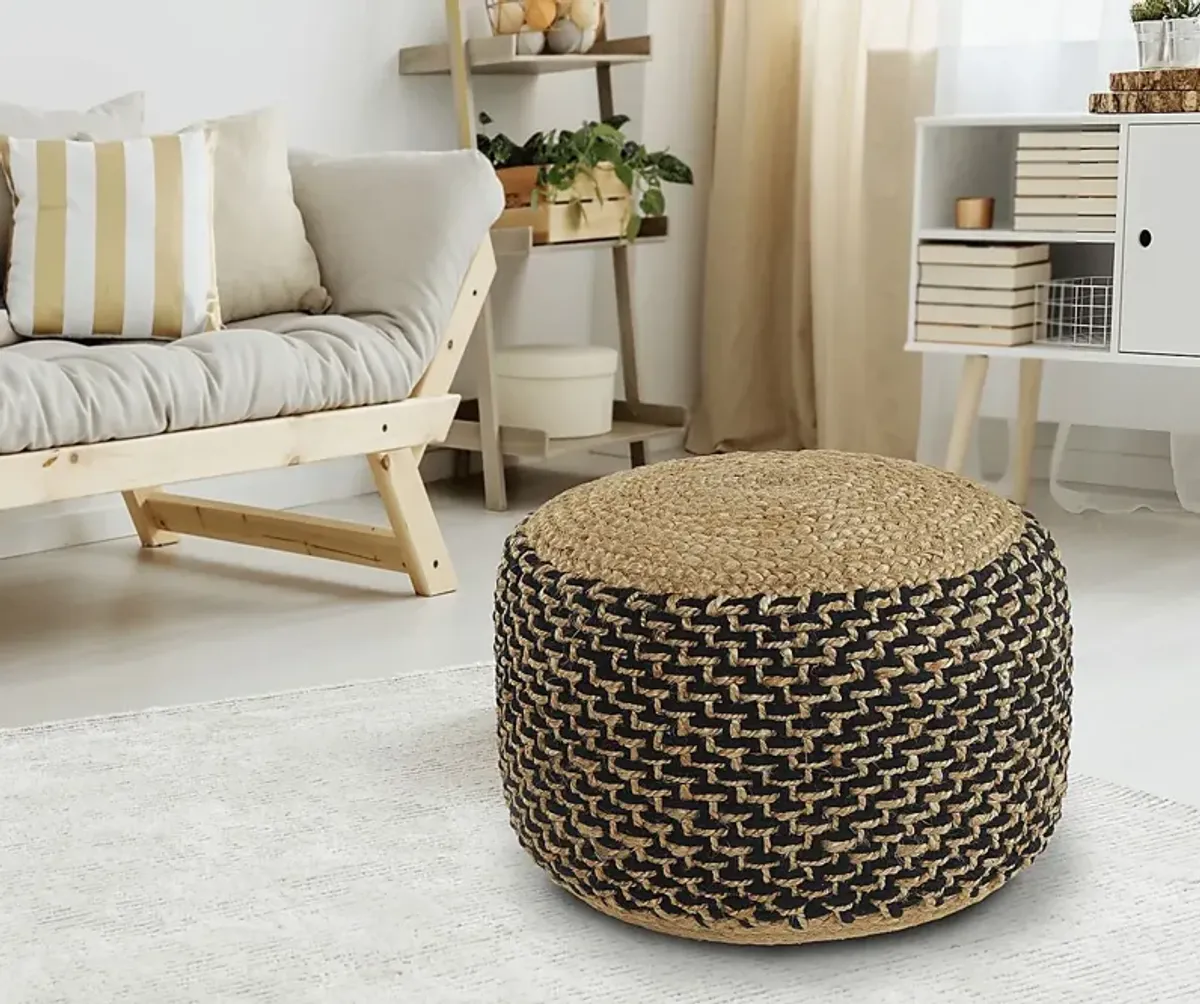 Nanika Natural/Black Pouf