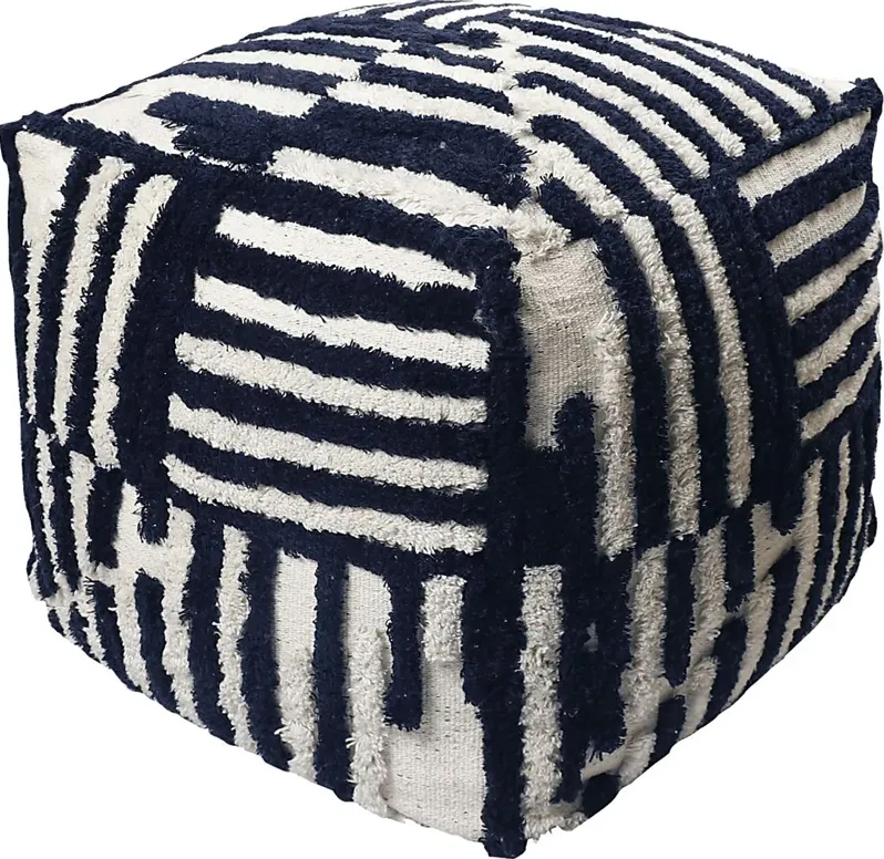 Lilanie Navy/White Pouf