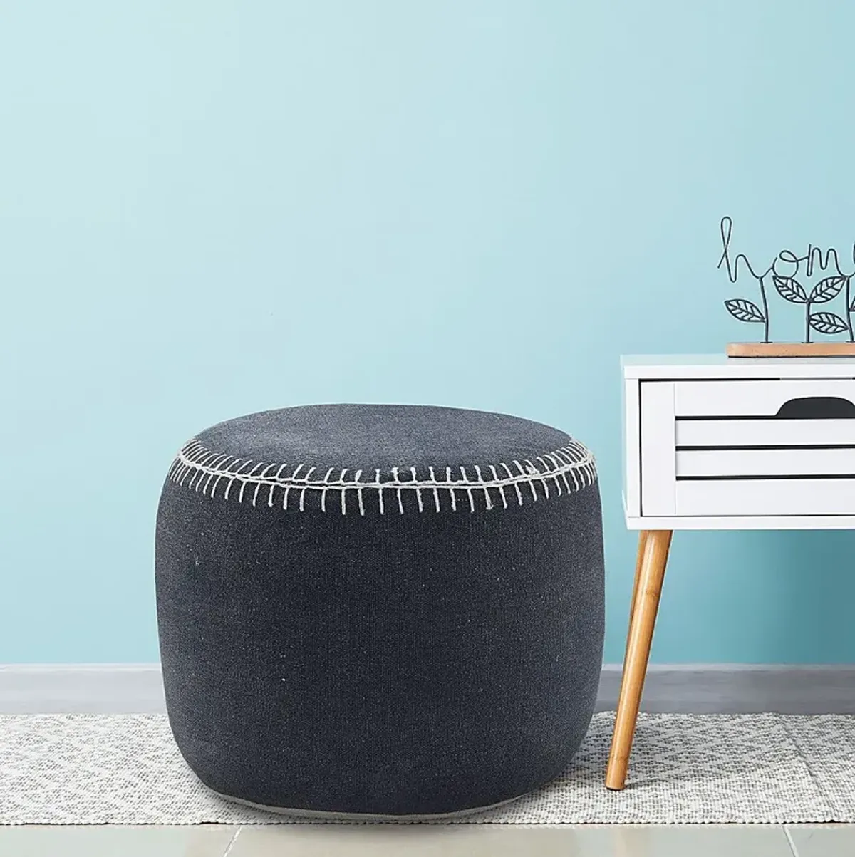 Jozette Navy Pouf