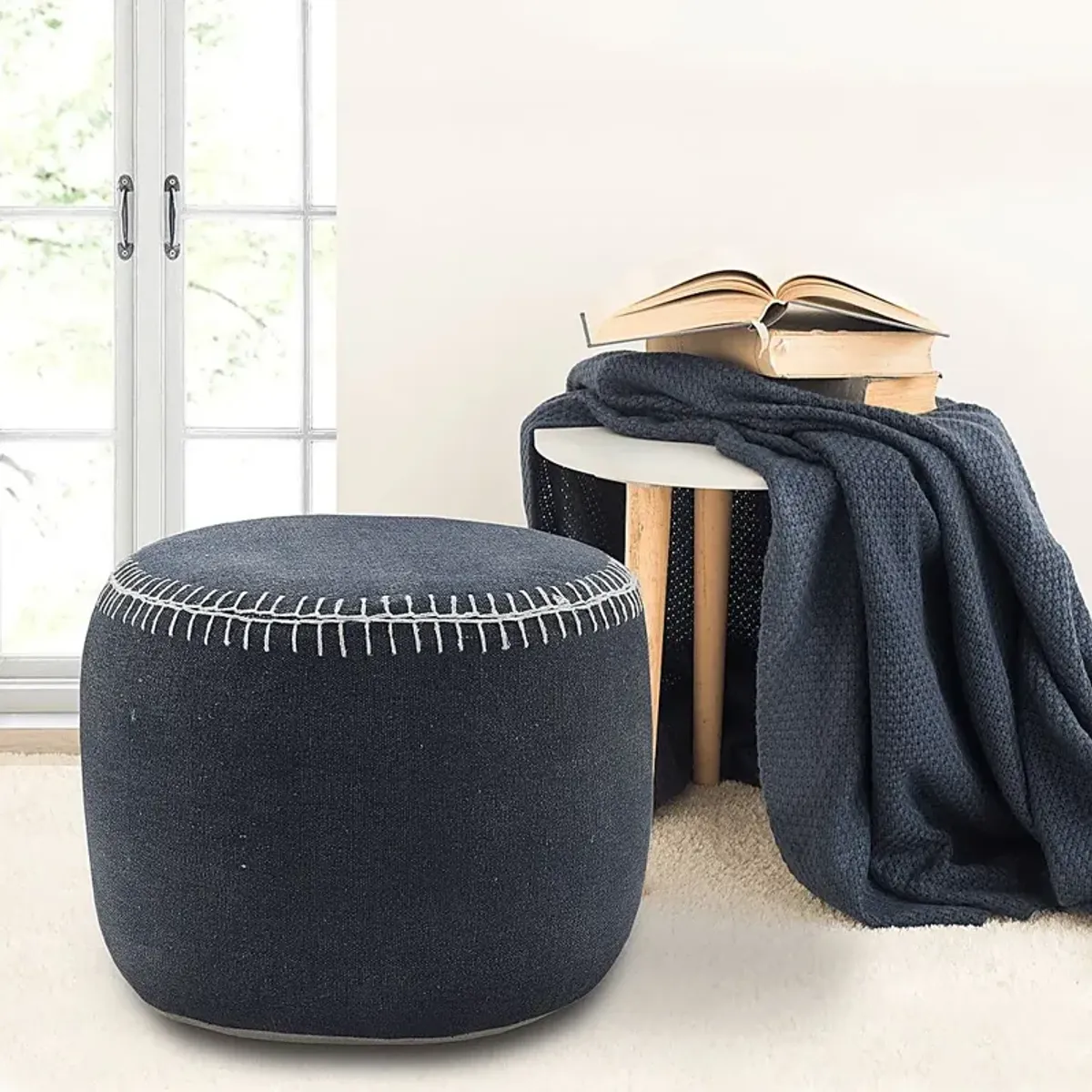 Jozette Navy Pouf