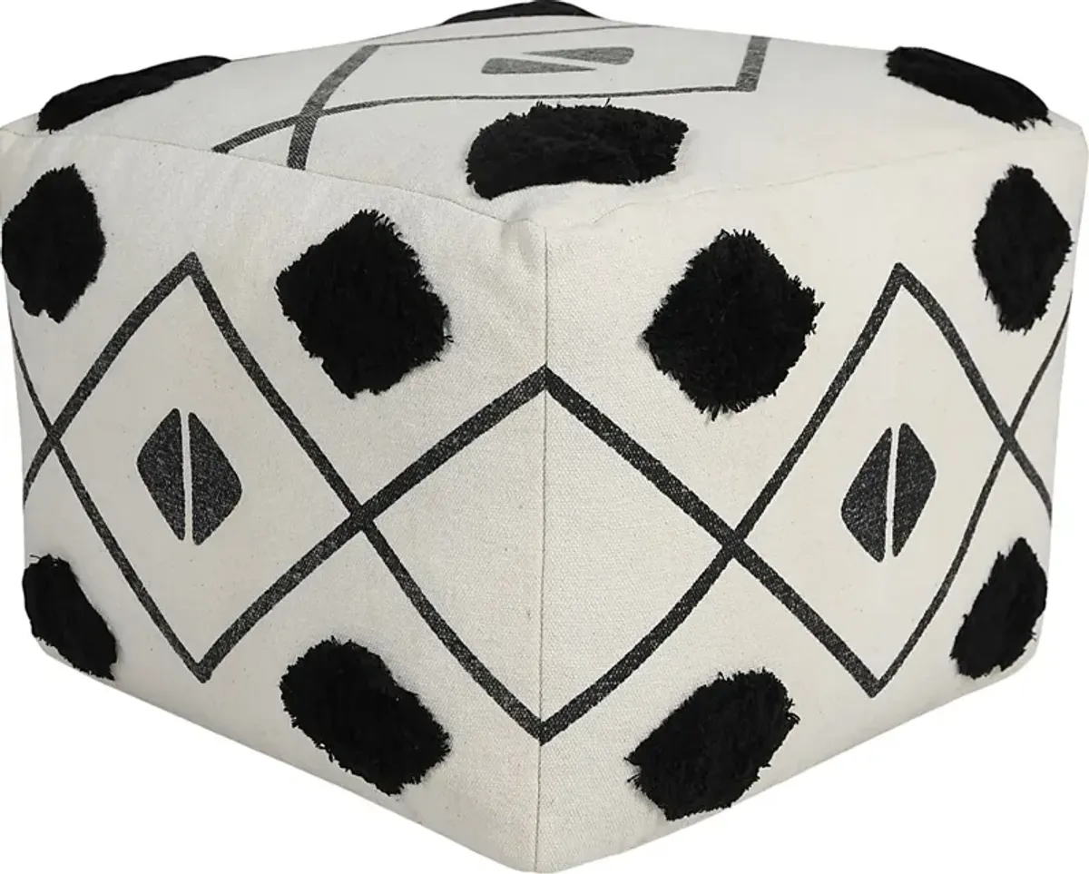 Ehsan Black/White Pouf