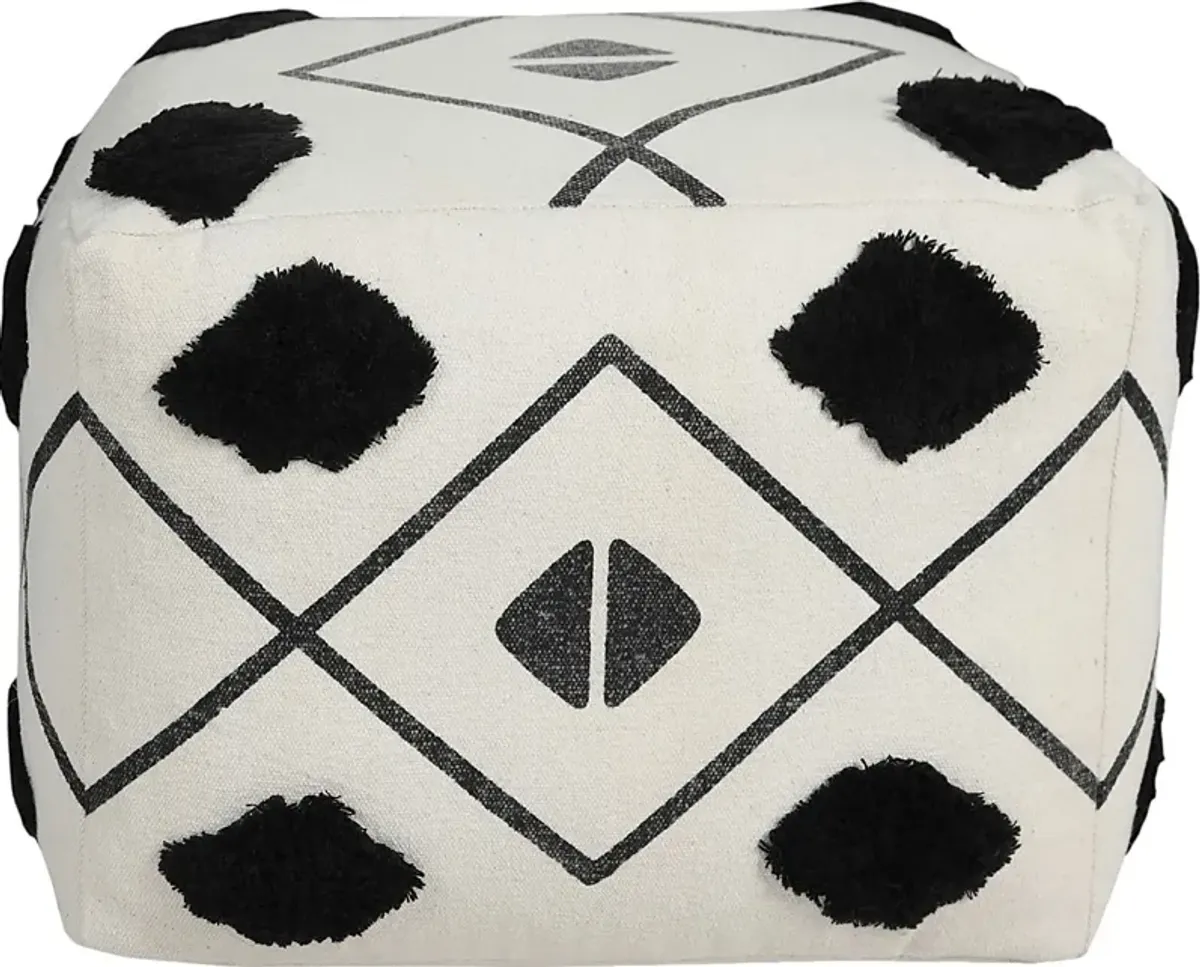 Ehsan Black/White Pouf