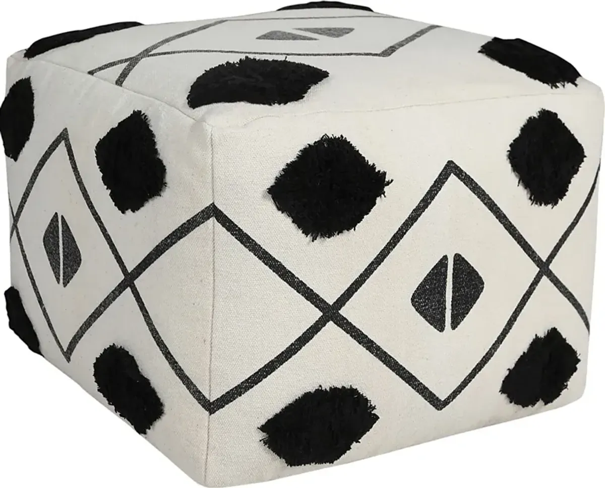 Ehsan Black/White Pouf