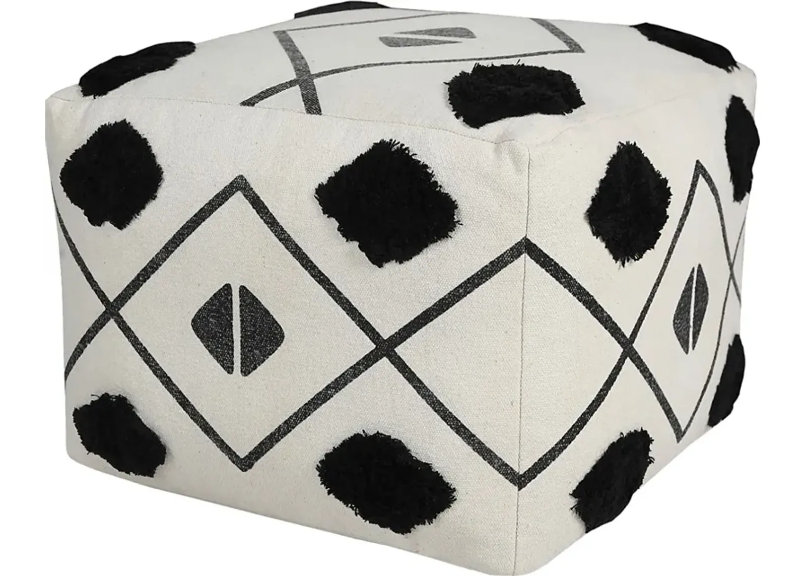 Ehsan Black/White Pouf