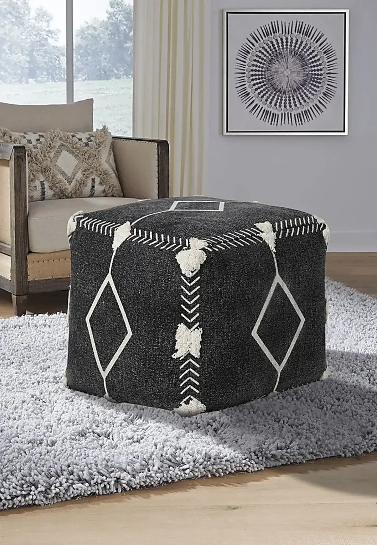 Glasella Black/White Pouf