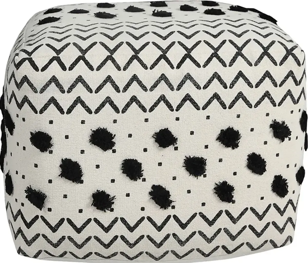 Ausian Black/White Pouf