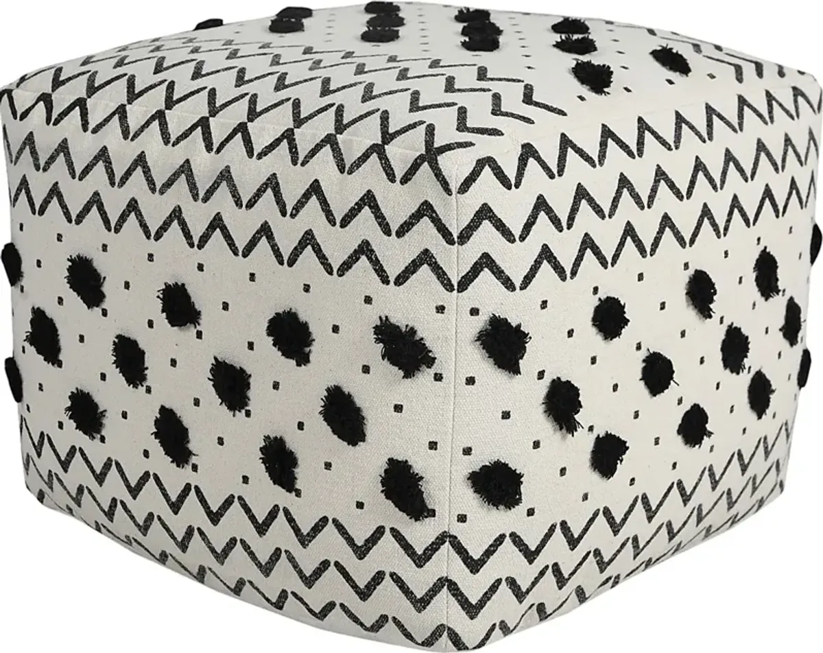 Ausian Black/White Pouf