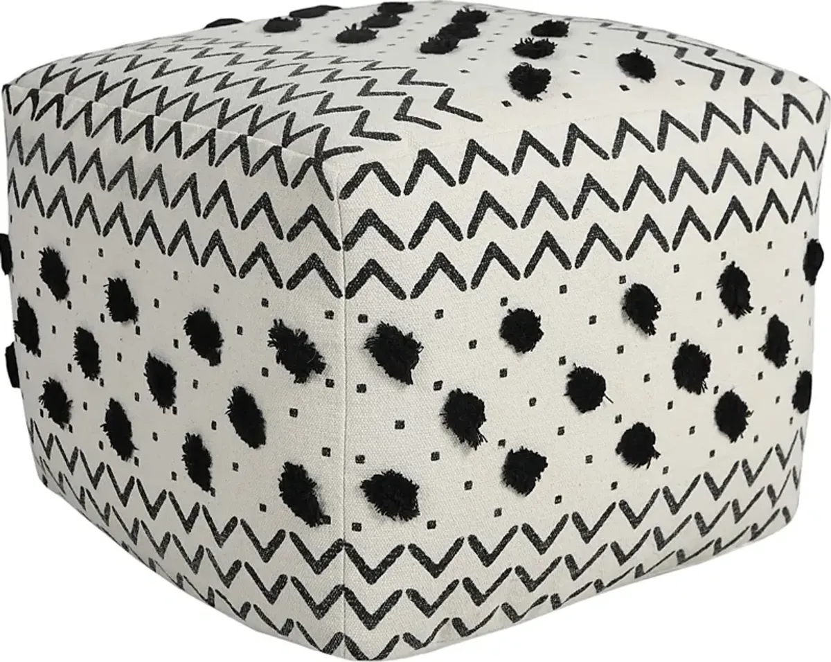 Ausian Black/White Pouf