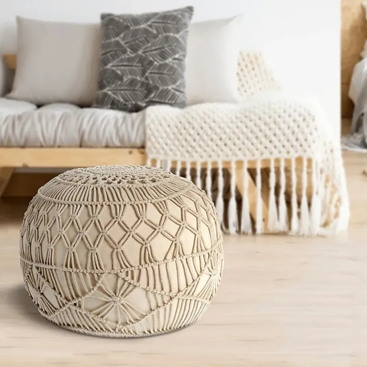 Bresian Beige/Natural Pouf