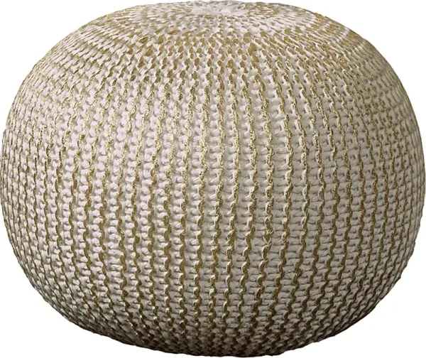 Elodret Ivory/Gold Pouf