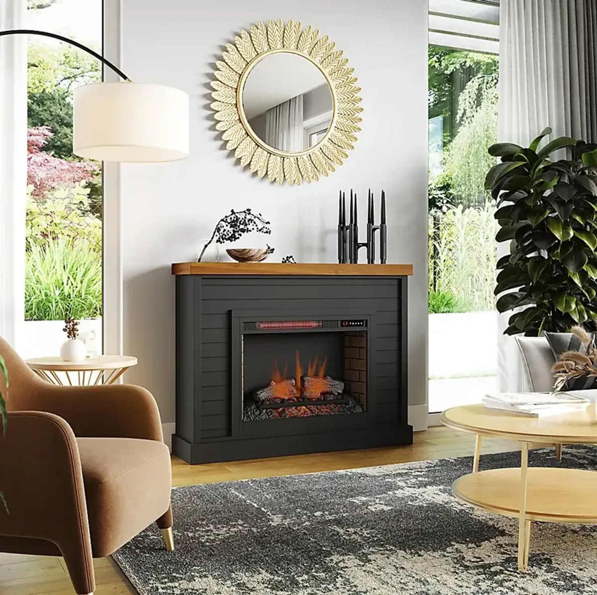 Trisano Black 48in. Console with Electric Fireplace