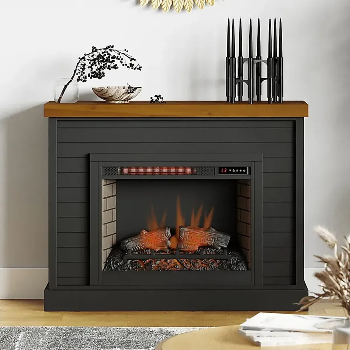 Trisano Black 48in. Console with Electric Fireplace