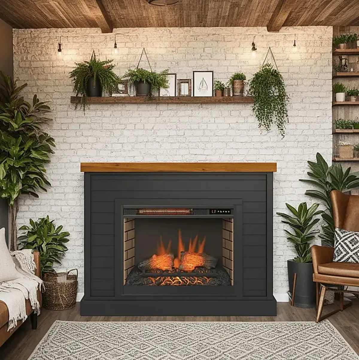 Trisano Black 48in. Console with Electric Fireplace