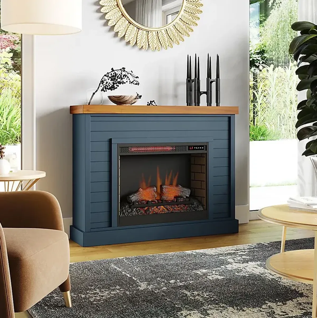 Trisano Blue 48in. Console with Electric Fireplace