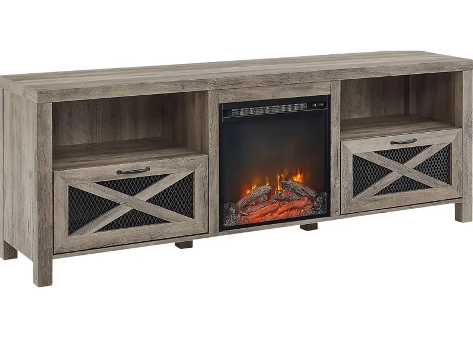 Waldoln Gray 70 in. Console, With Electric Fireplace