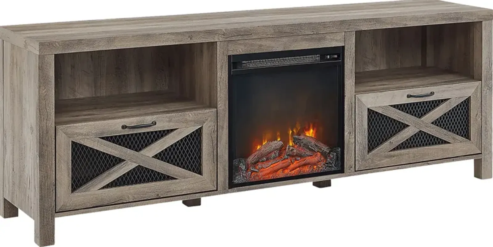 Waldoln Gray 70 in. Console, With Electric Fireplace