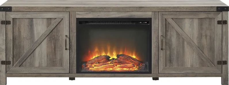 Terhune Gray 70 in. Console, With Electric Fireplace