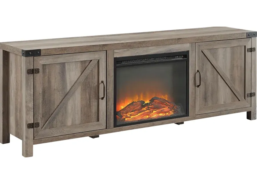 Terhune Gray 70 in. Console, With Electric Fireplace