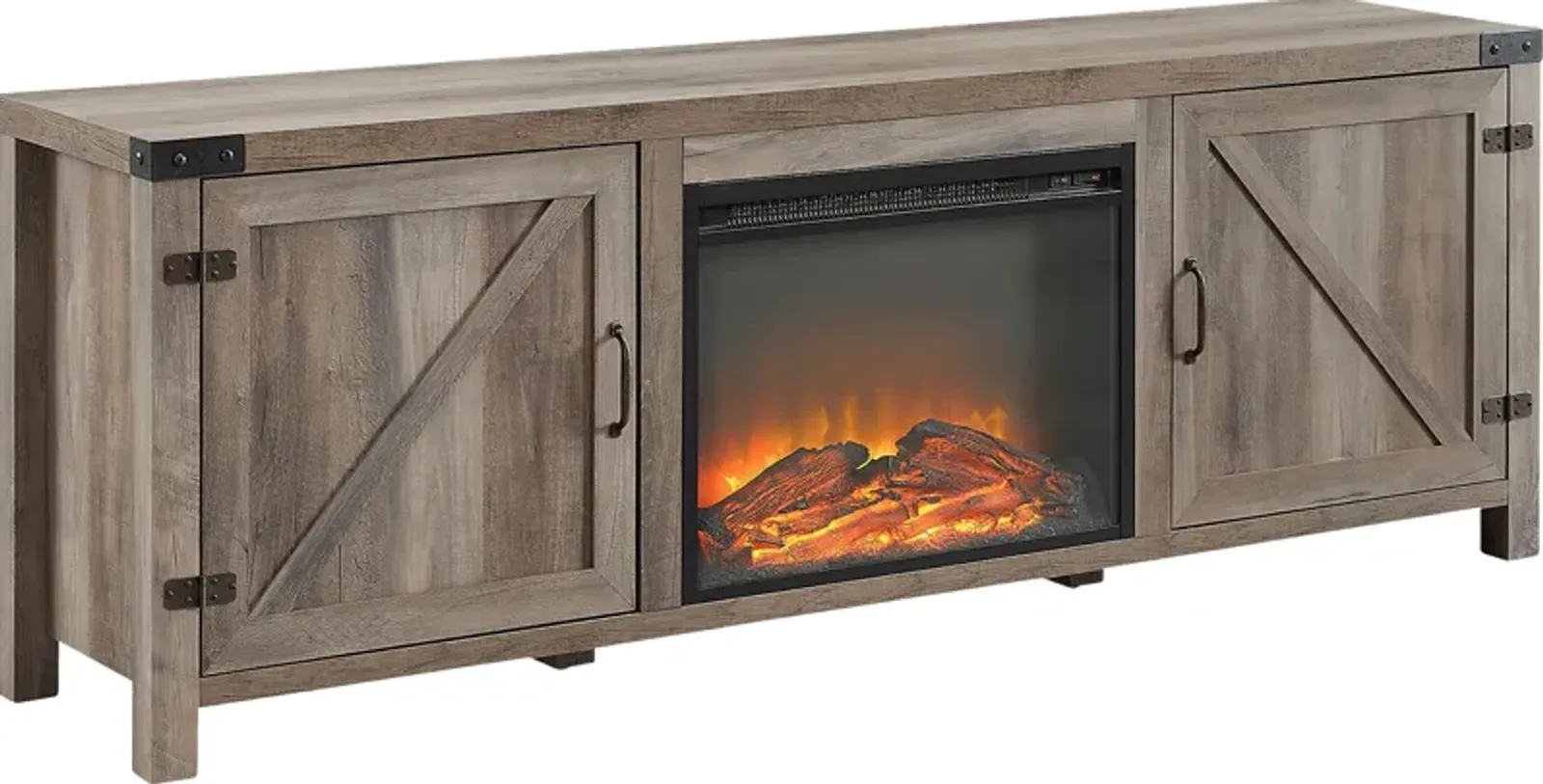 Terhune Gray 70 in. Console, With Electric Fireplace