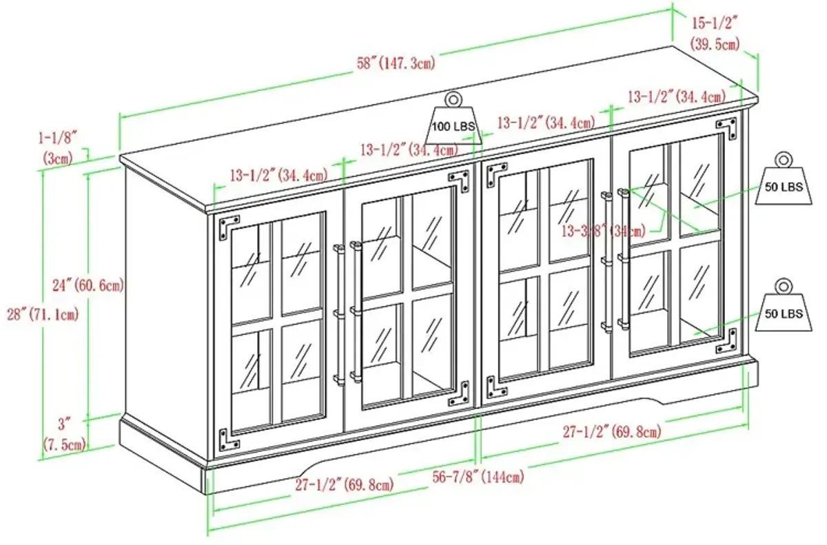 Wyehwood Gray 58 in. Console