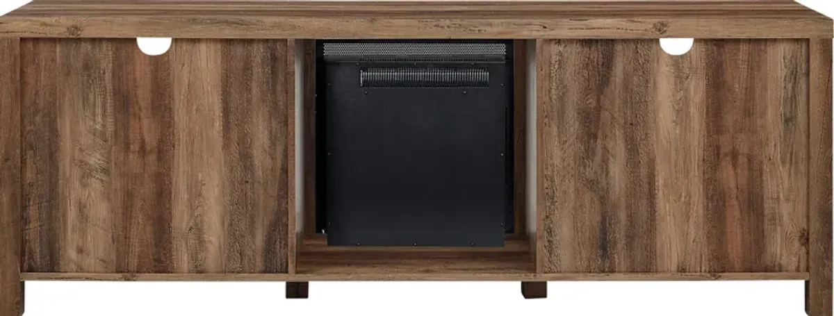 Wynridge Oak 70 in. Console, With Electric Fireplace