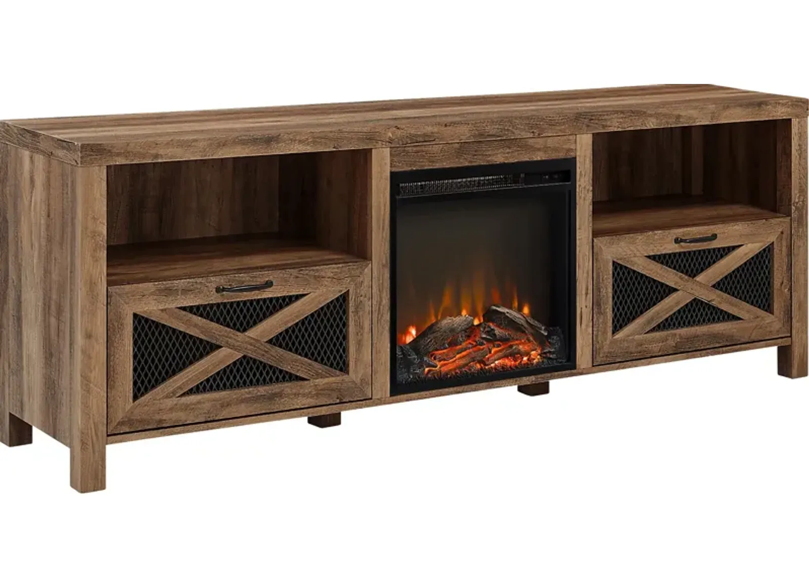 Wynridge Oak 70 in. Console, With Electric Fireplace