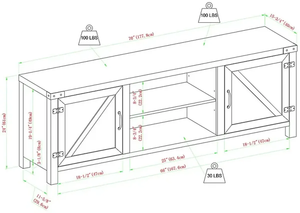 Vedrines White Oak 70 in. Console