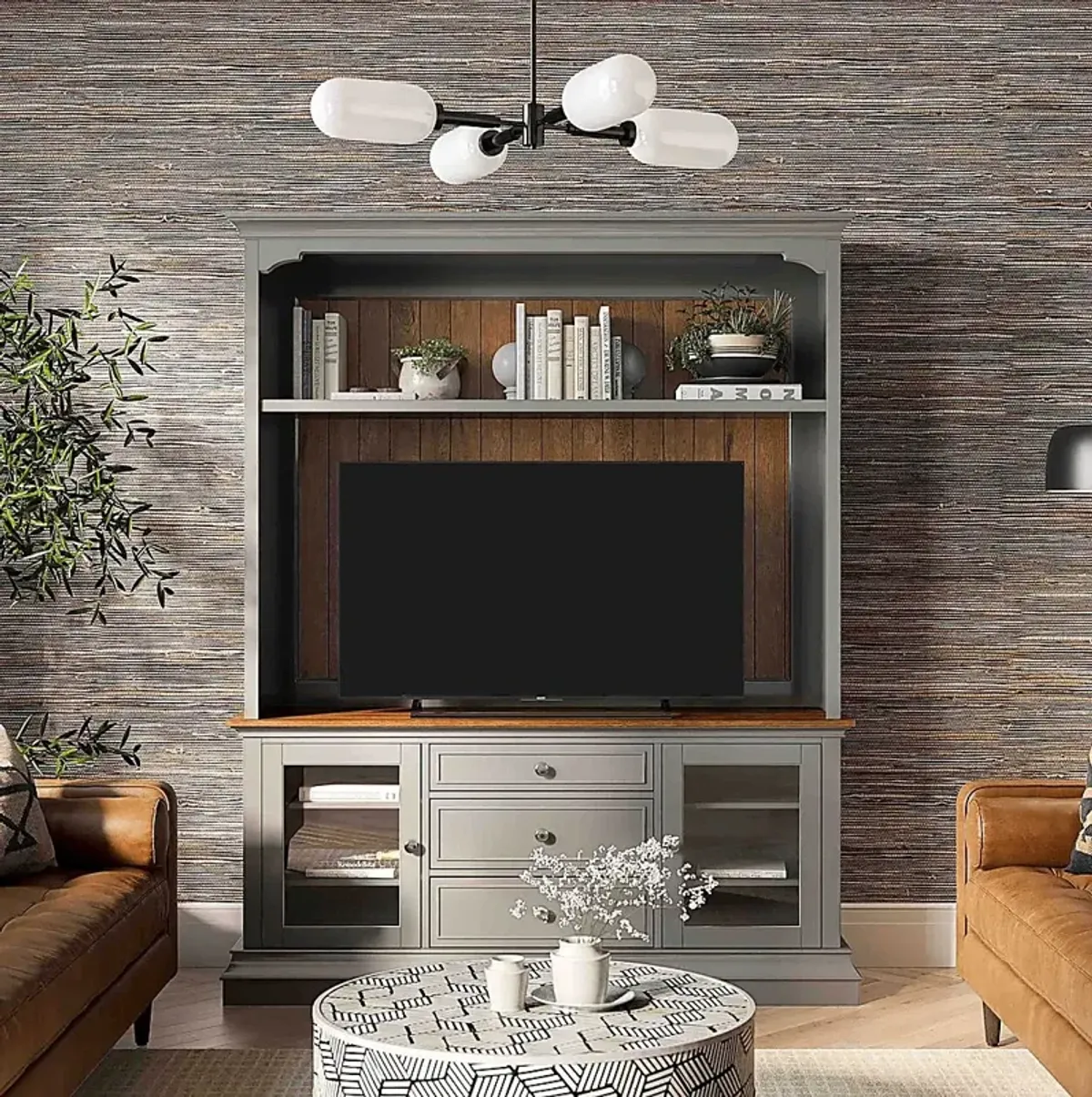 Albermarle Gray 2 Pc Wall Unit with 68.5 in. Console