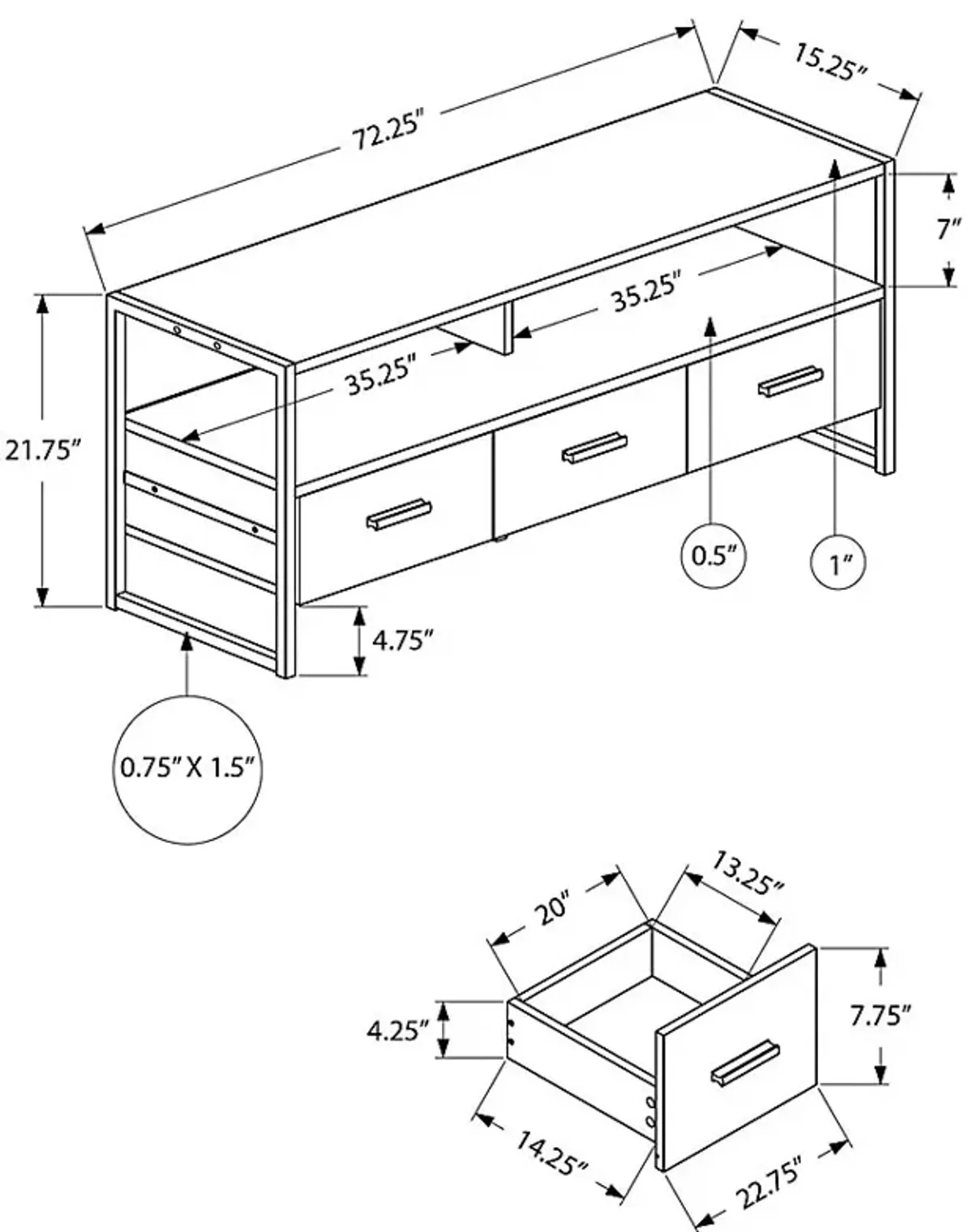 Rangeviewy Black 72.5 in. Console