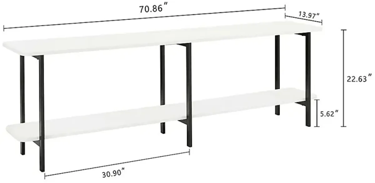 Aardvark Walk White 71 in. Console