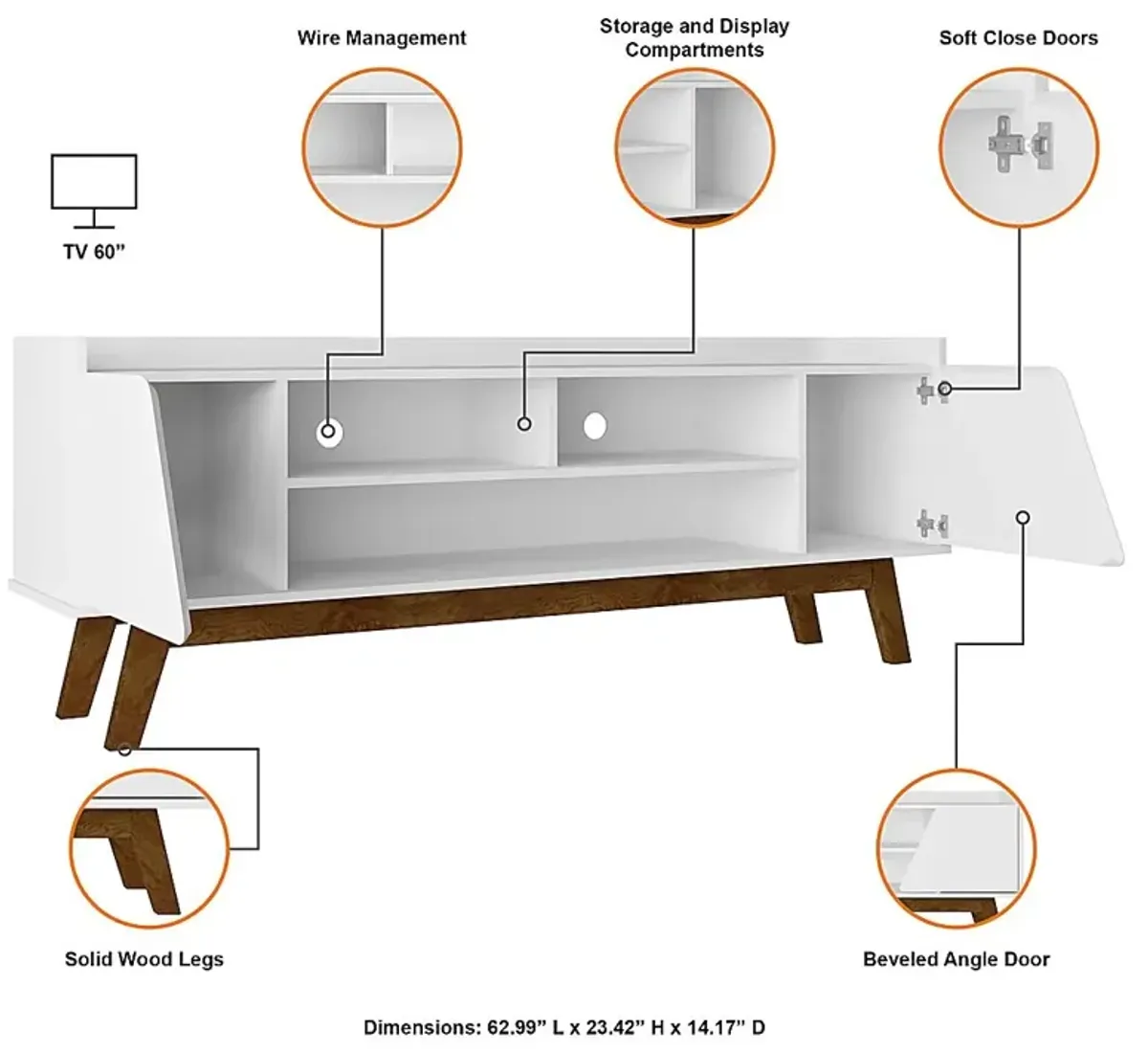 Caughey II White 63 in. Console