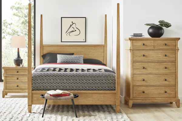 Springville Natural 6 Pc Queen Poster Bedroom