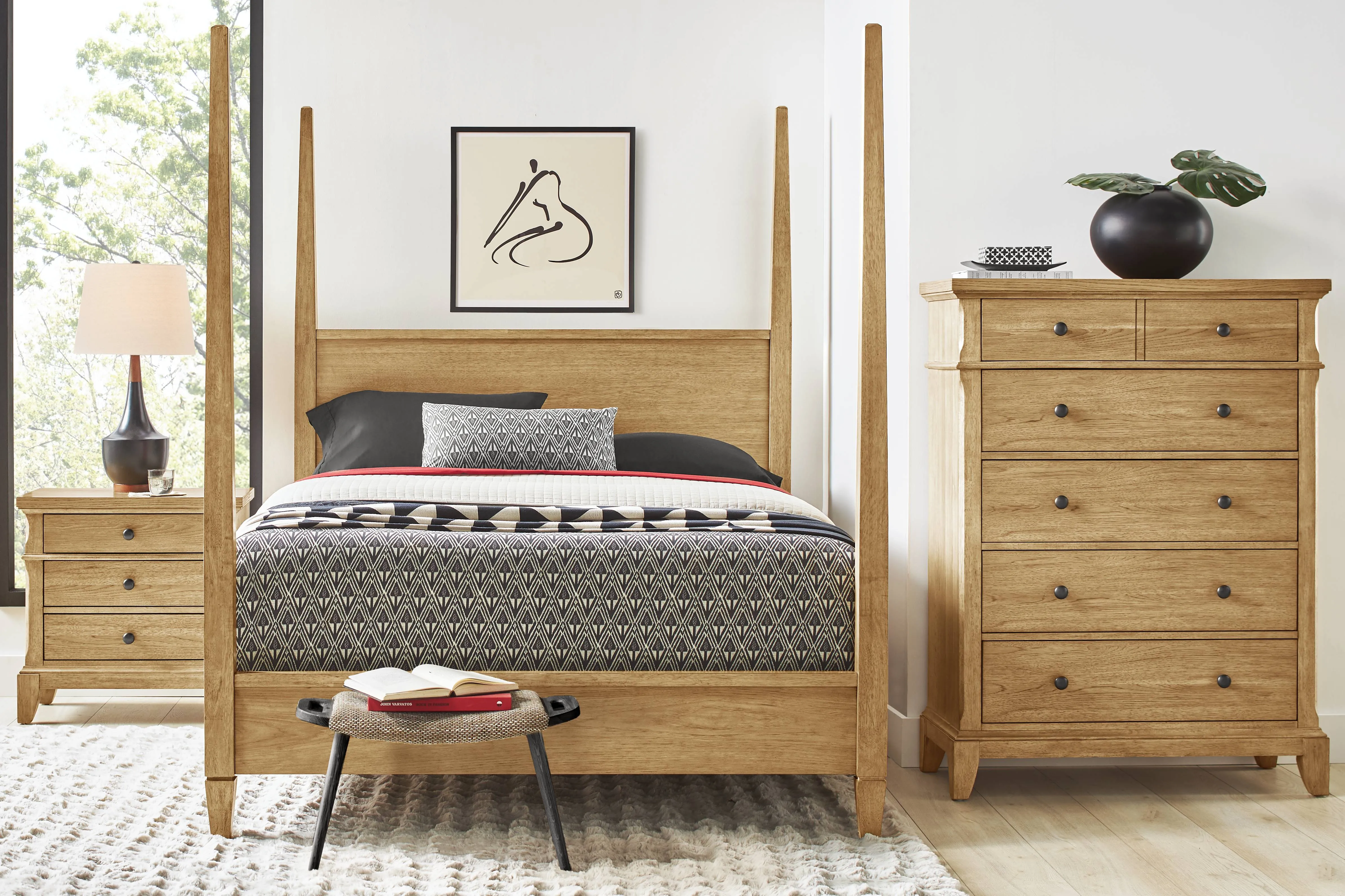 Springville Natural 6 Pc Queen Poster Bedroom