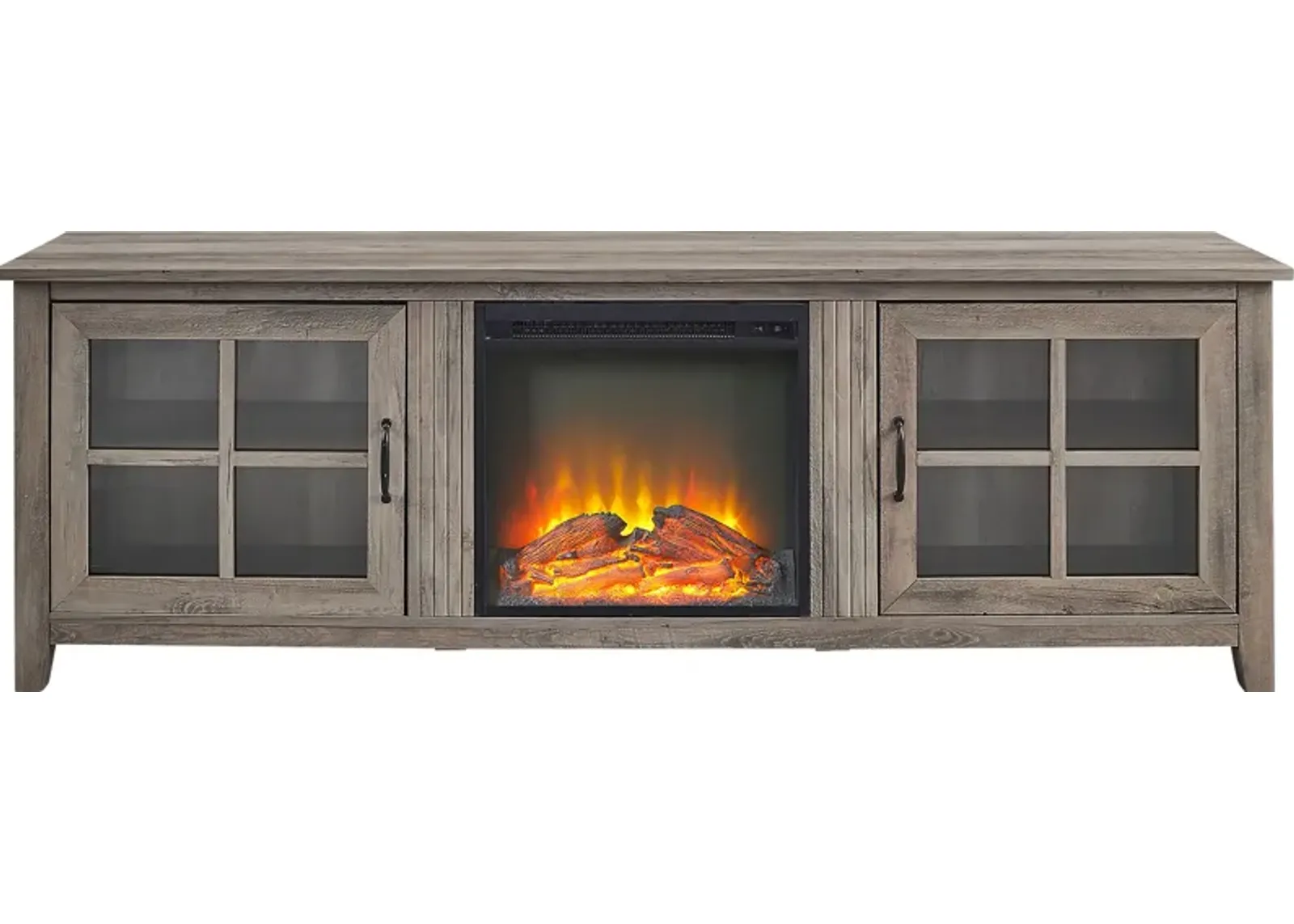 Lambdin Gray 70 in. Console, With Electric Fireplace