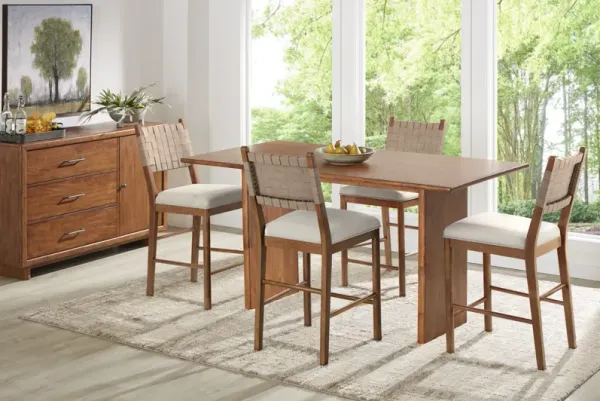 Surrey Ellis Brown 5 Pc Counter Height Dining Room with Strap Back Stools