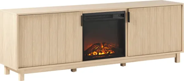 Westsams Natural 70 in. Console, With Electric Fireplace